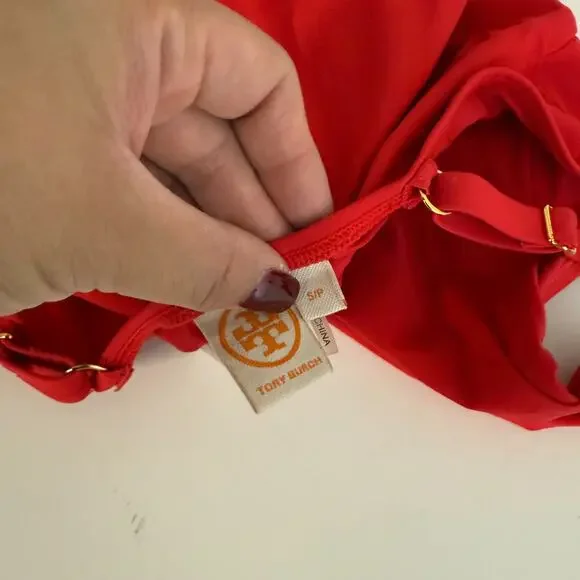 Tory Burch Poppy Red Palma Cut Out One Piece Swim Suit - S - Picture 7 of 8